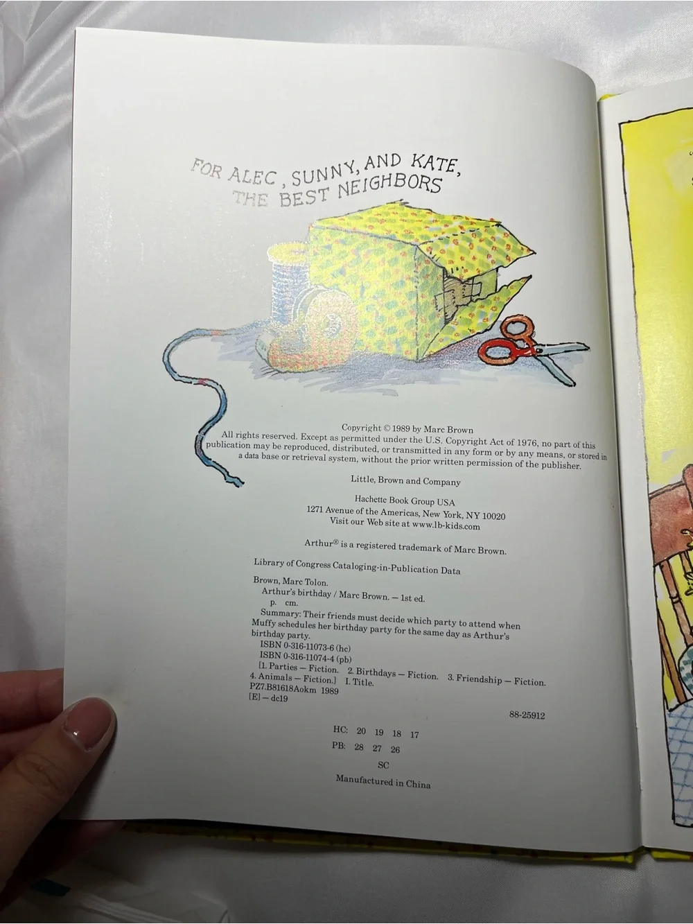 Arthur’s Birthday Arthur Adventures Hardcover 1989 1st Edition Marc Brown New